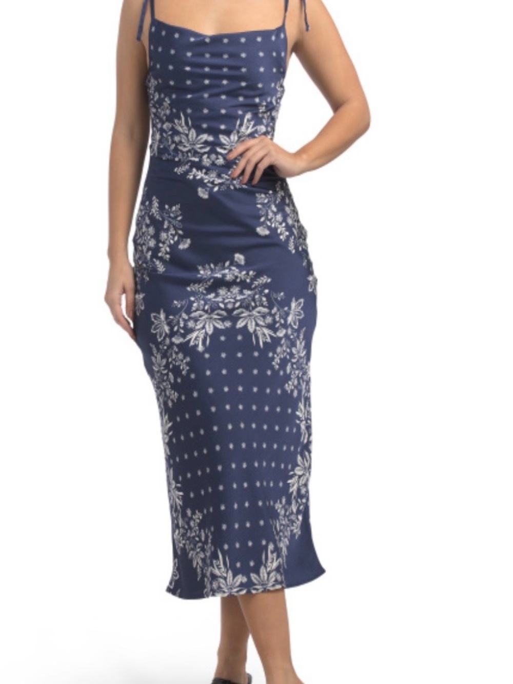 Thirty Thirty Blue Bandana Floral Midi Slip Dress